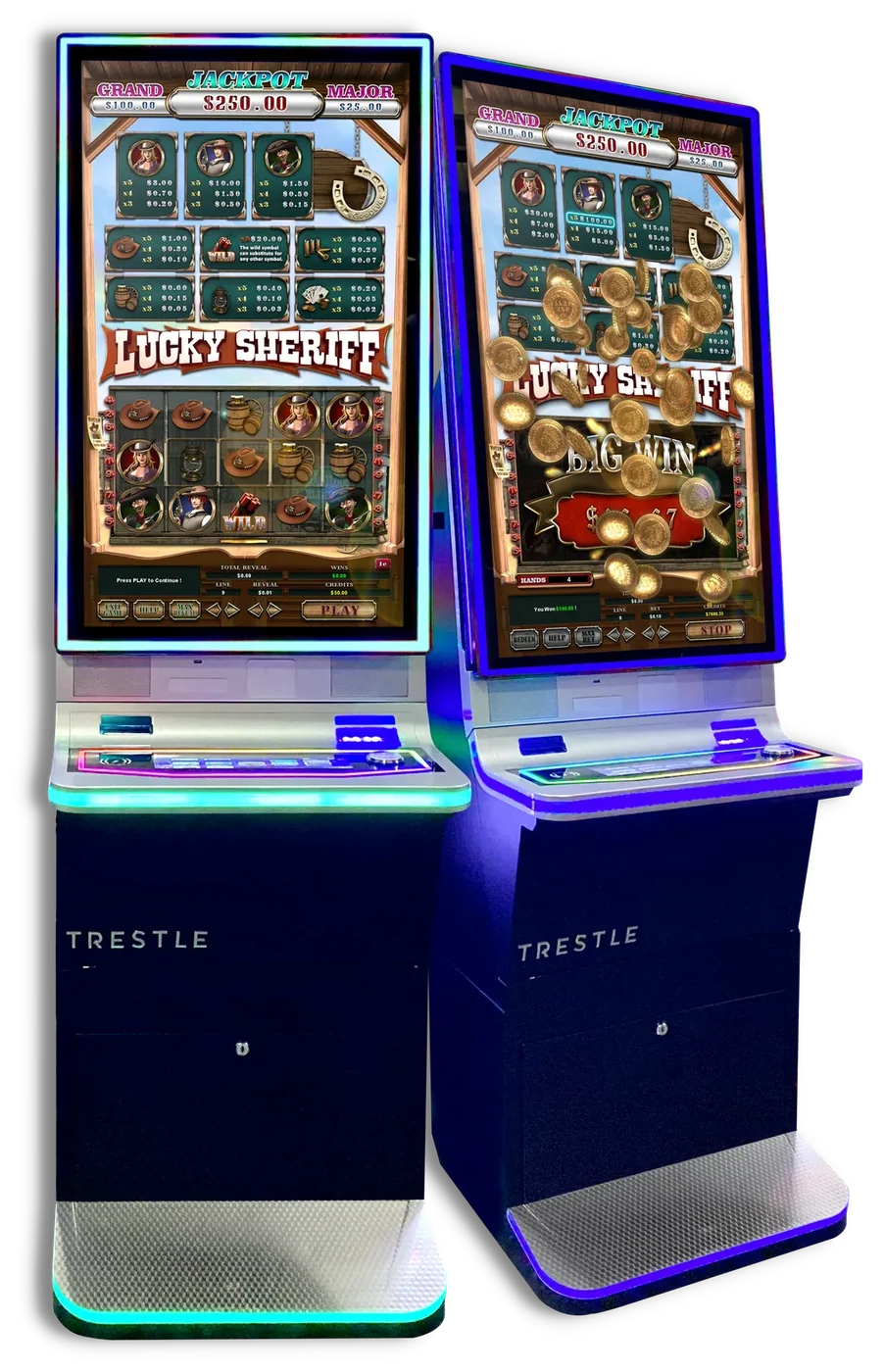 Lucky Sheriff on Trestle cabinets