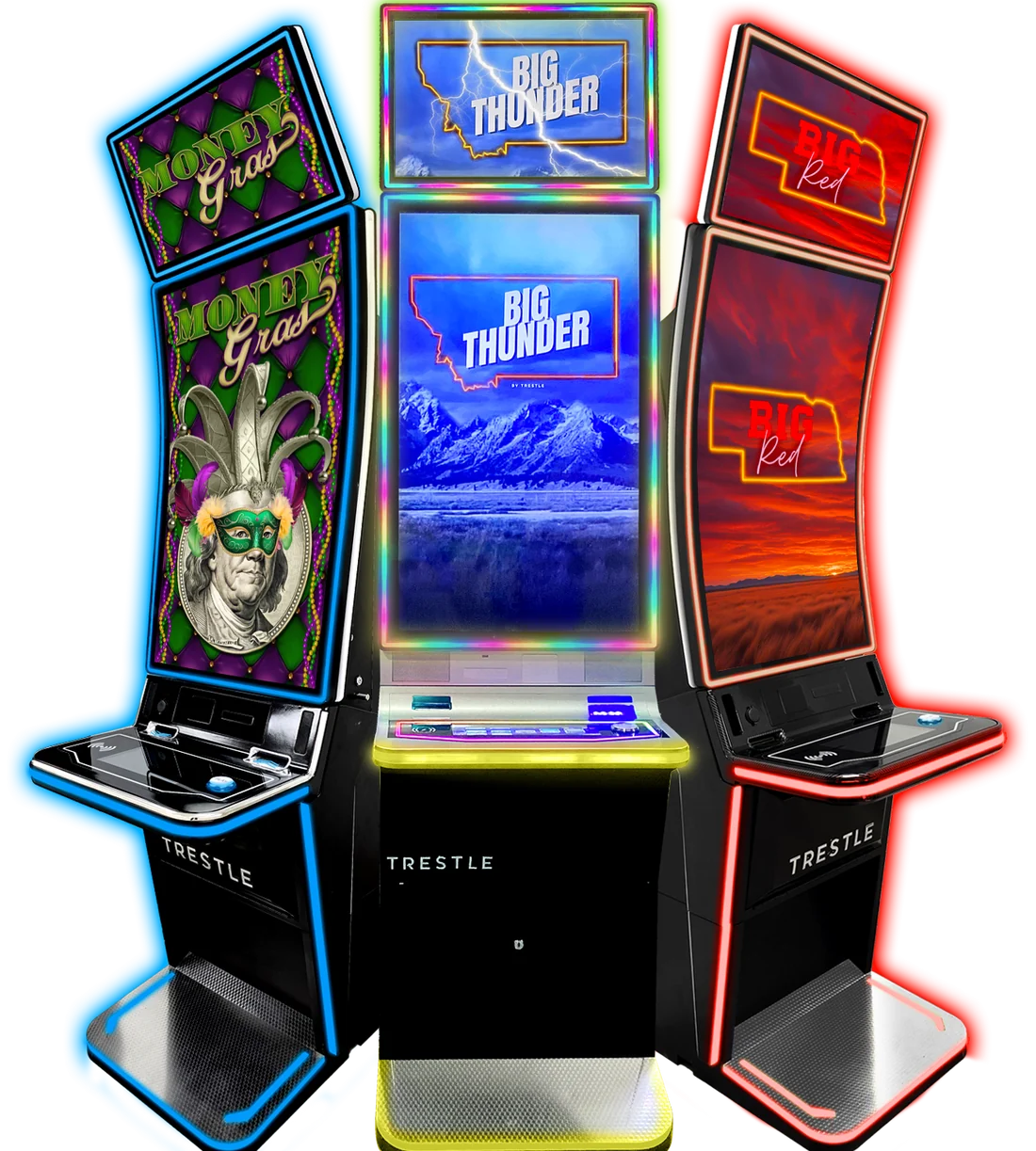 Trestle cabinets: Money Gras, Big Thunder and Big Red series